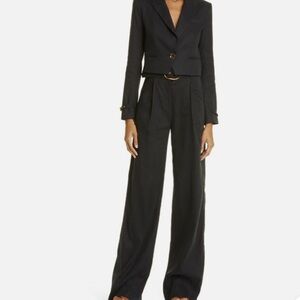 Veronica Beard Rimini Black Wide-Leg linen blend pants